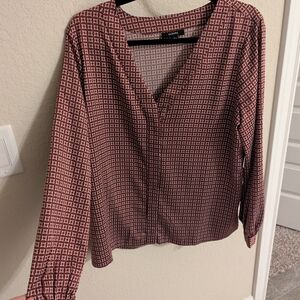 Alfani Burgundy Patterned Blouse